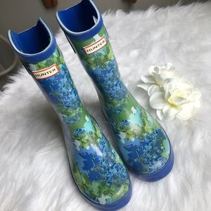 Kids Hunter Rain Boots sz 3 Blue / Green
